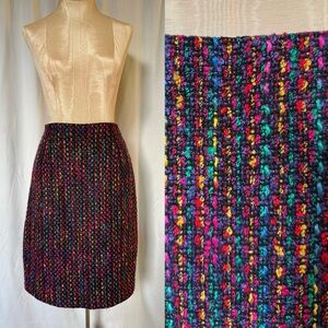 Multicolor Tweed Midi Skirt
